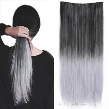 Wholesale Cheap Blonde Long22''Straight Ombre New High Quality 5 Clip Heat Resistant Synthetic Clip In Hair Extensions For Women